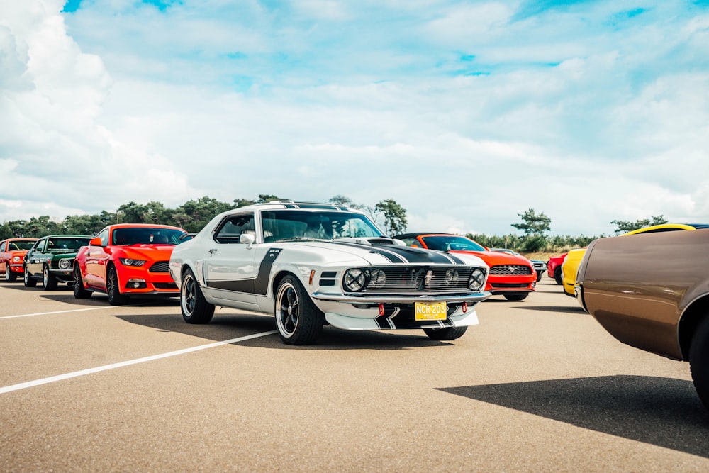 white,red, and black cars