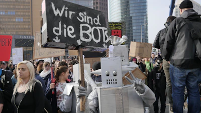 A diverse group of people connected by digital lines symbolizing online rights and protections