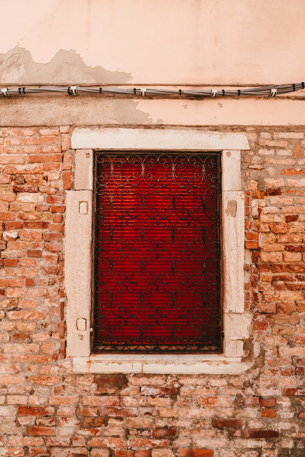 brown metal mesh window cover