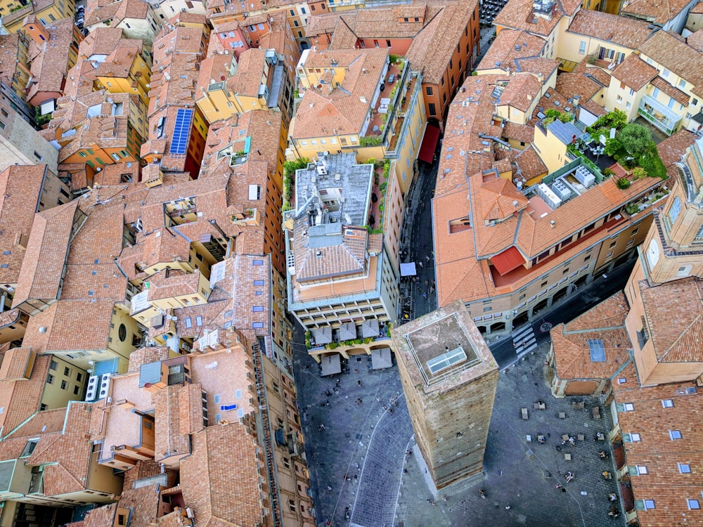 aerial photography of brown concrete buildings