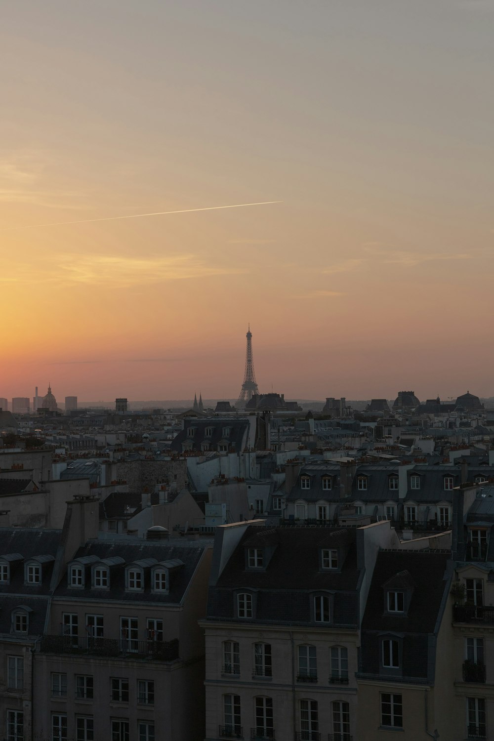 fotografia aérea de edifícios com vista para a Torre Eiffel
