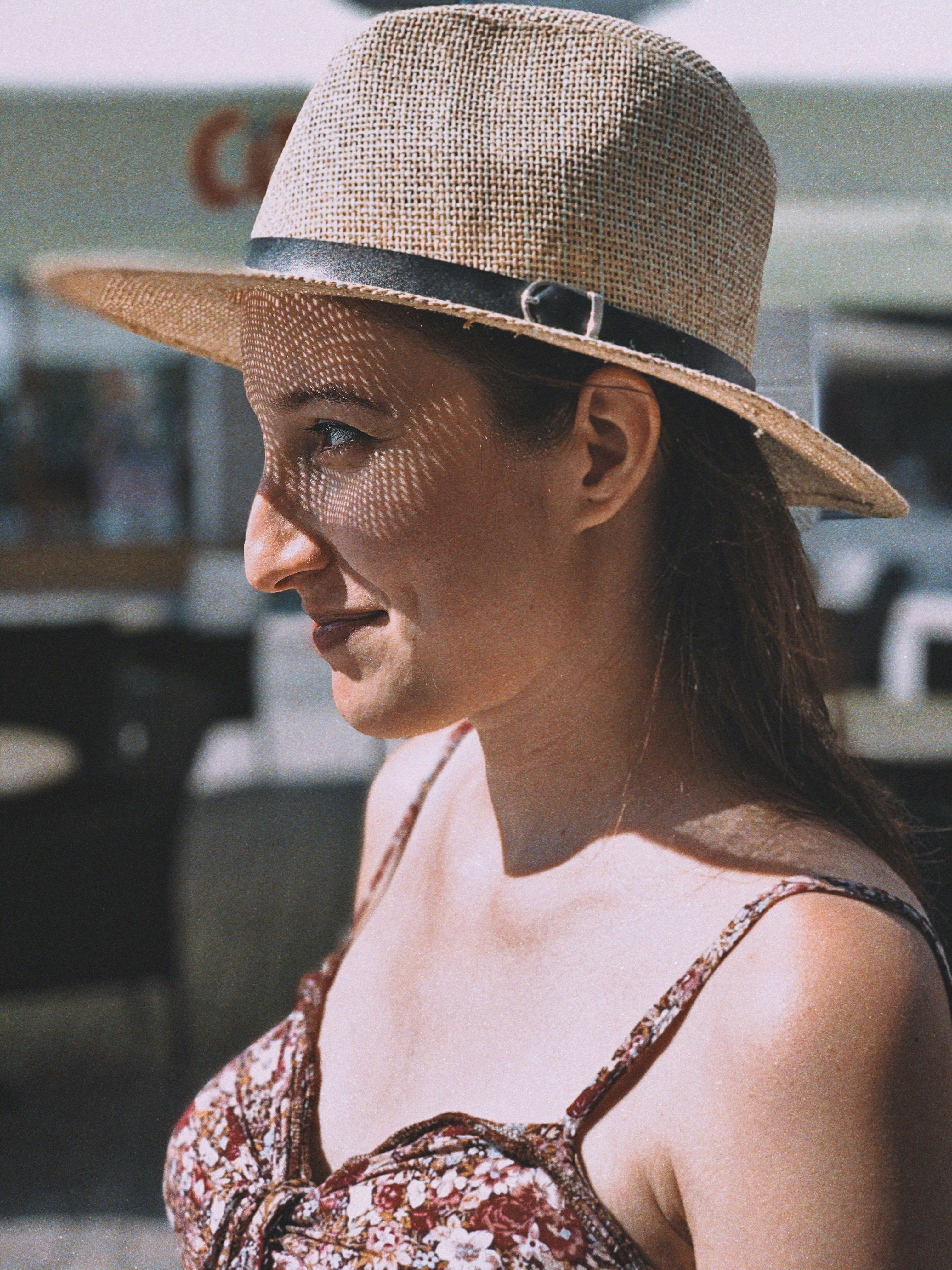 woman wearing brown top