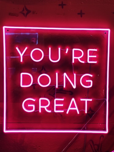 red you'red doing great neon sign