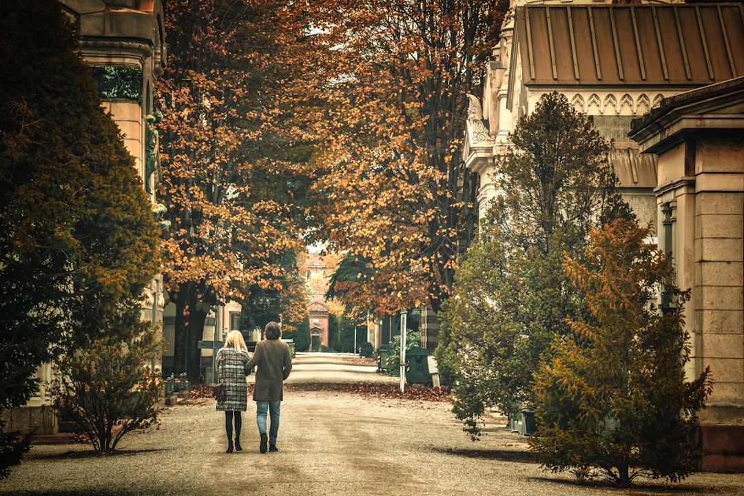 two person walking on street