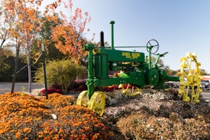 A stunning John Deere tractor in a lush green field.