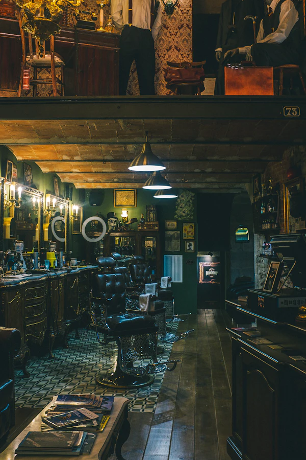 Classic barber chairs in a row