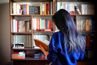 woman reading book