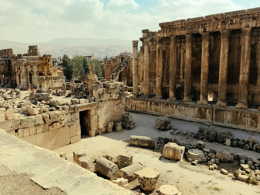 beige stone temple ruin