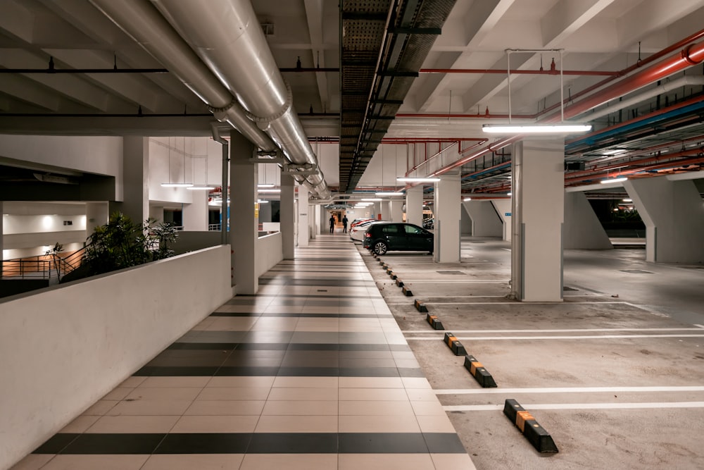 white and black parking lot