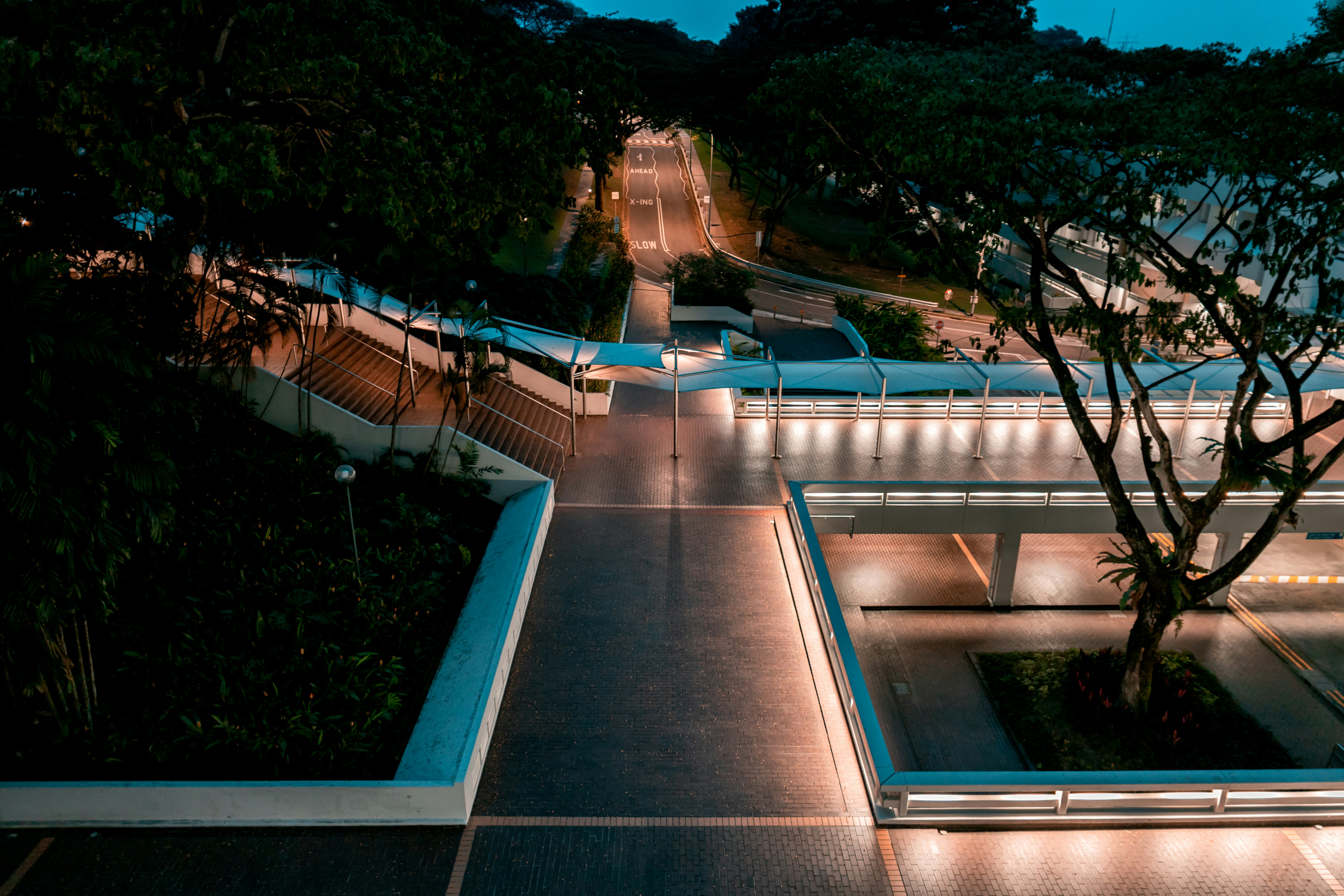 aerial photography of intersecting pathways