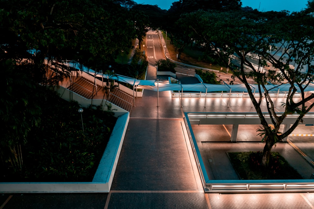 aerial photography of intersecting pathways