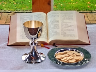 chalice beside Bible