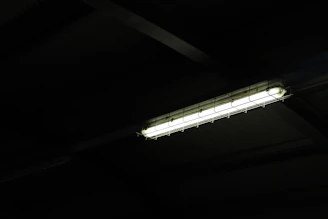 turned-on fluorescent lamp