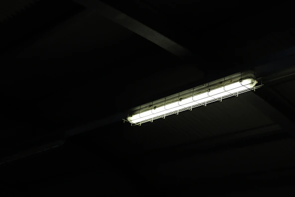 turned-on fluorescent lamp