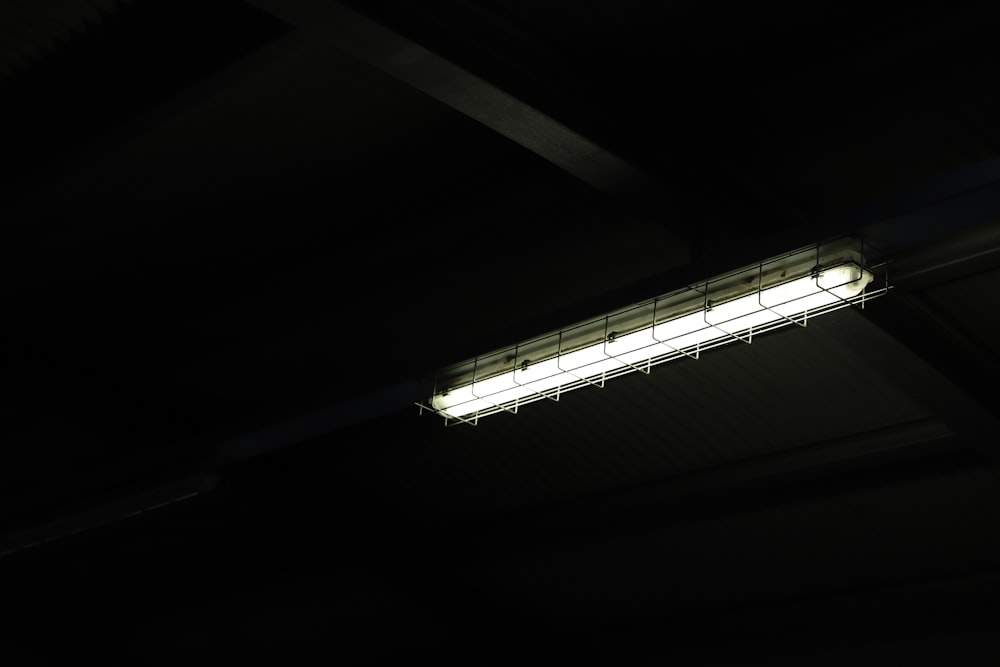 turned-on fluorescent lamp