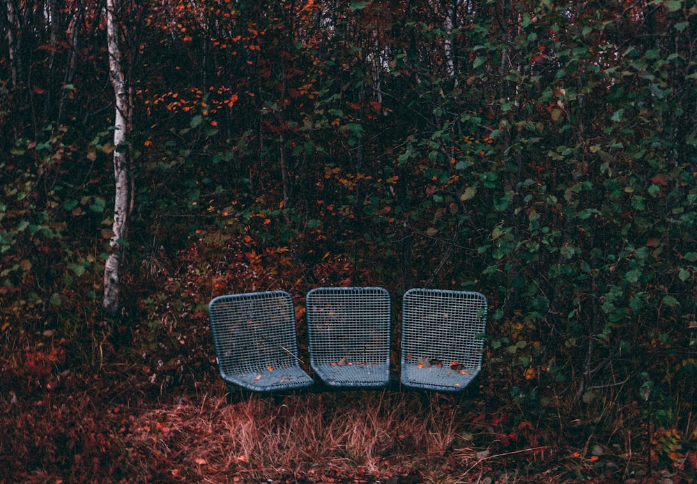 blue metal gang chair