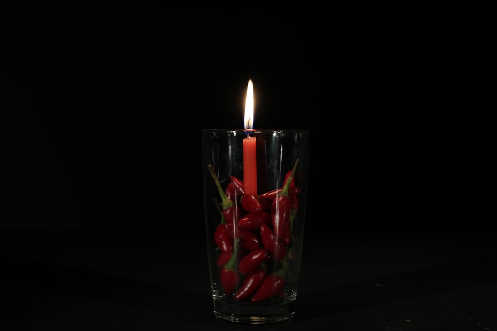 lit red candle