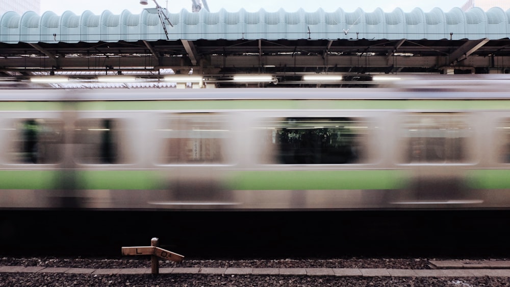 grey and green train