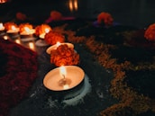 Ceremony with cacao and candles creating a serene atmosphere.