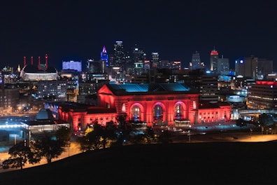 beautiful Kansas City area lit up at night