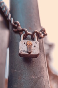 gray padlock in chain