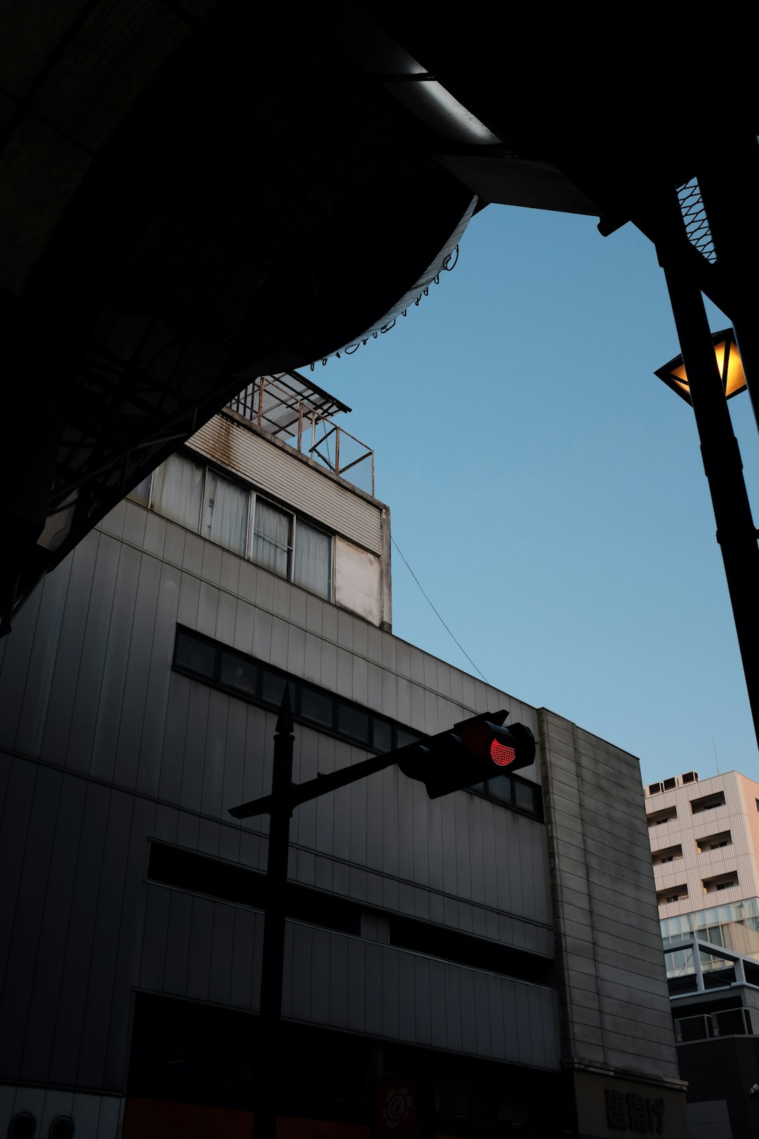 traffic light at red near building