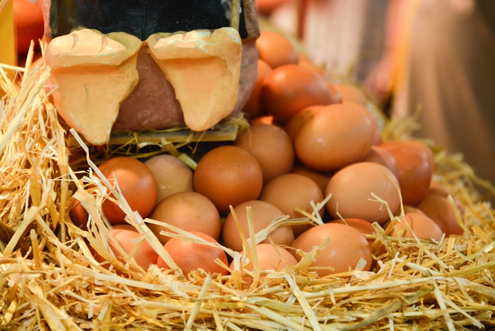 bunch of brown eggs