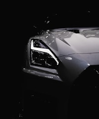 macro photography of white vehicle