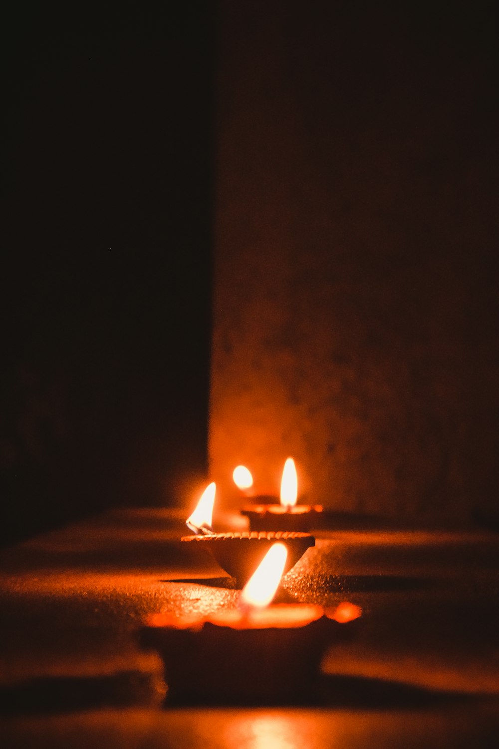 lighted Diya lamps