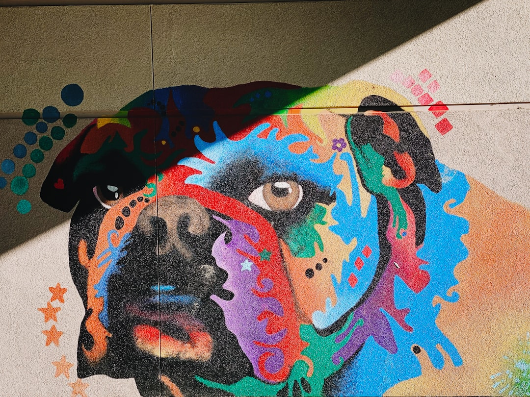 multicolored painting of dog