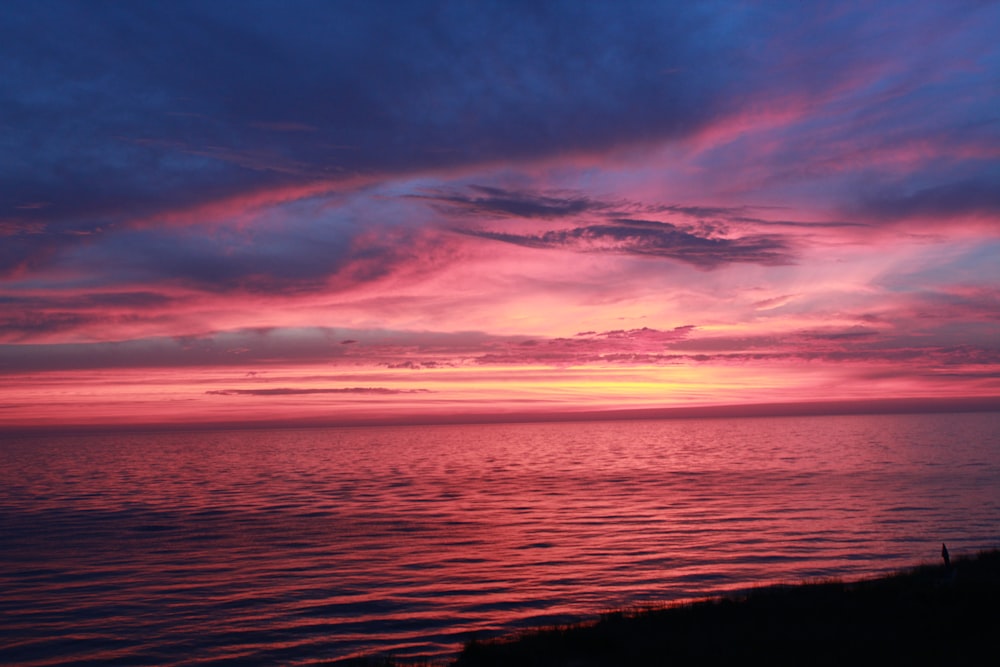 calm sea water during sunset