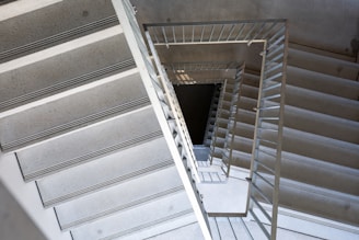 white and gray spiral staircase