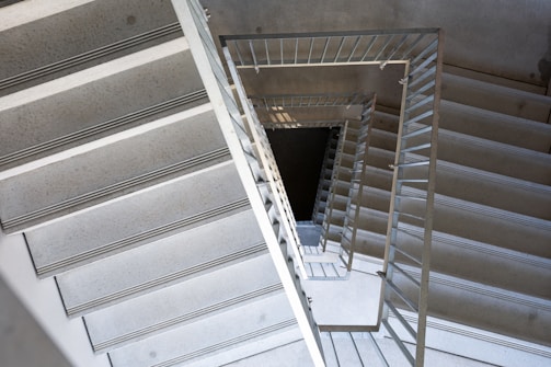 white and gray spiral staircase