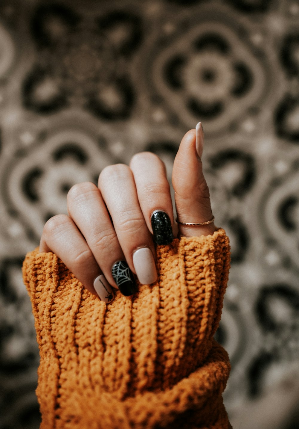 person with nail art