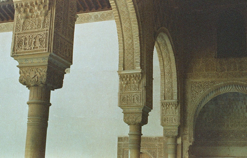 brown concrete pillars