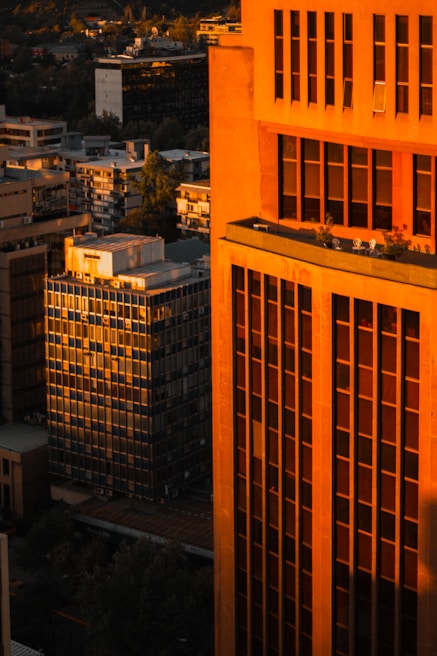 Abstract cityscape at dusk with warm golden lights reflecting, symbolizing the UK-Africa connection.