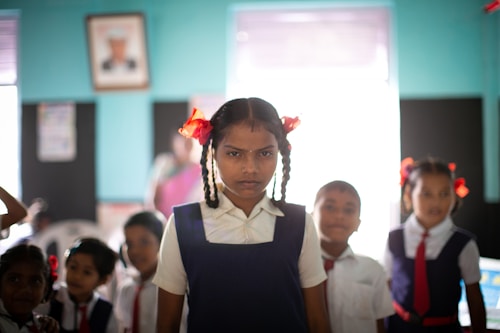 Indian girl in school uniform