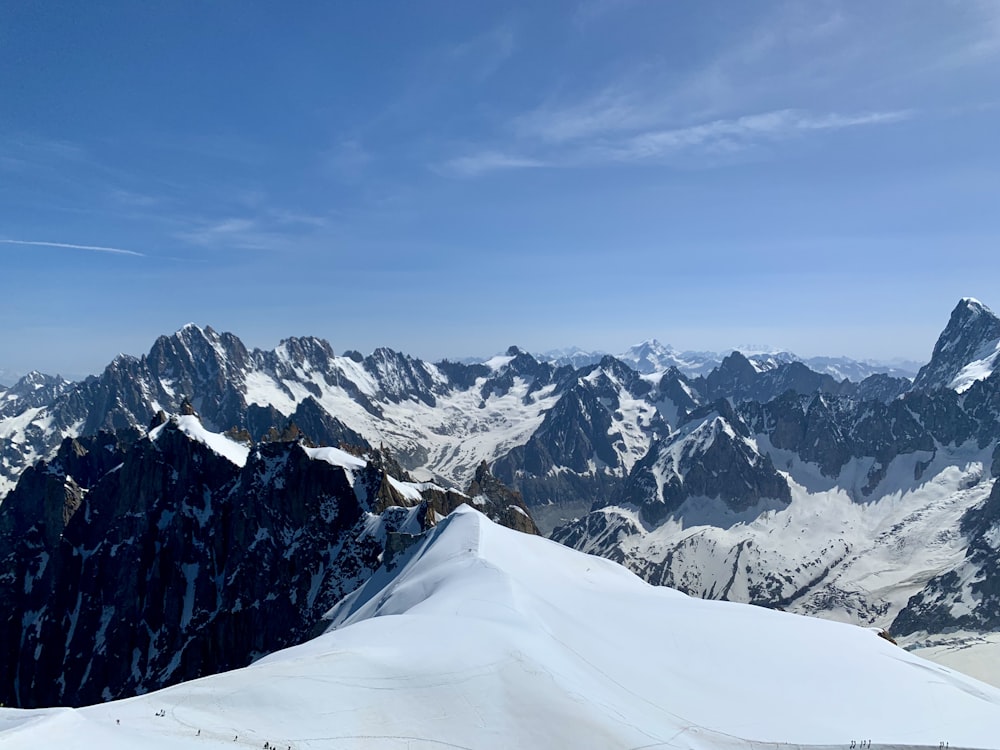 mountain range covered with snow