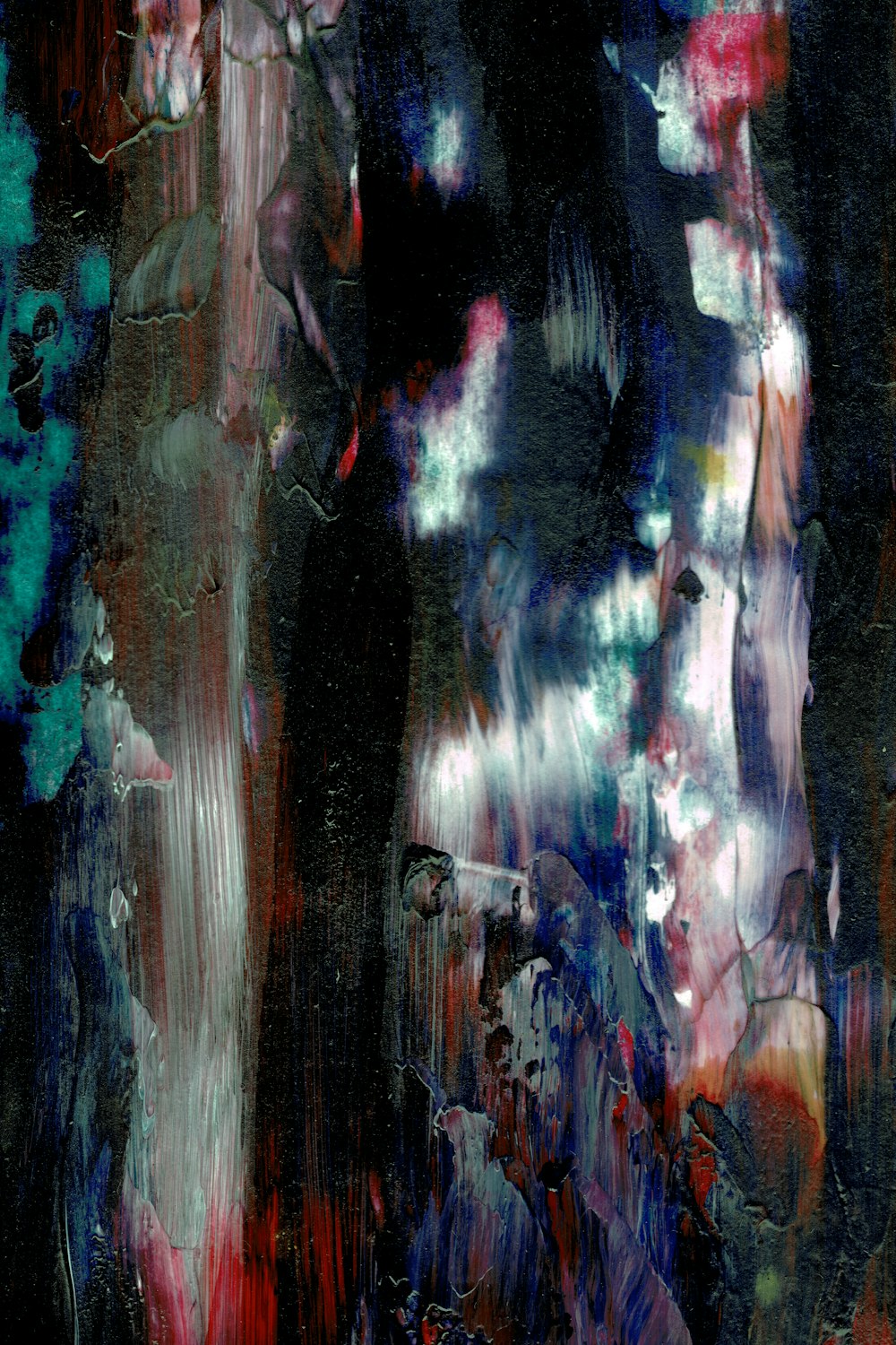 pintura abstracta azul, negra y blanca