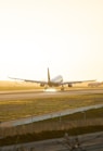 gray airplane at runway