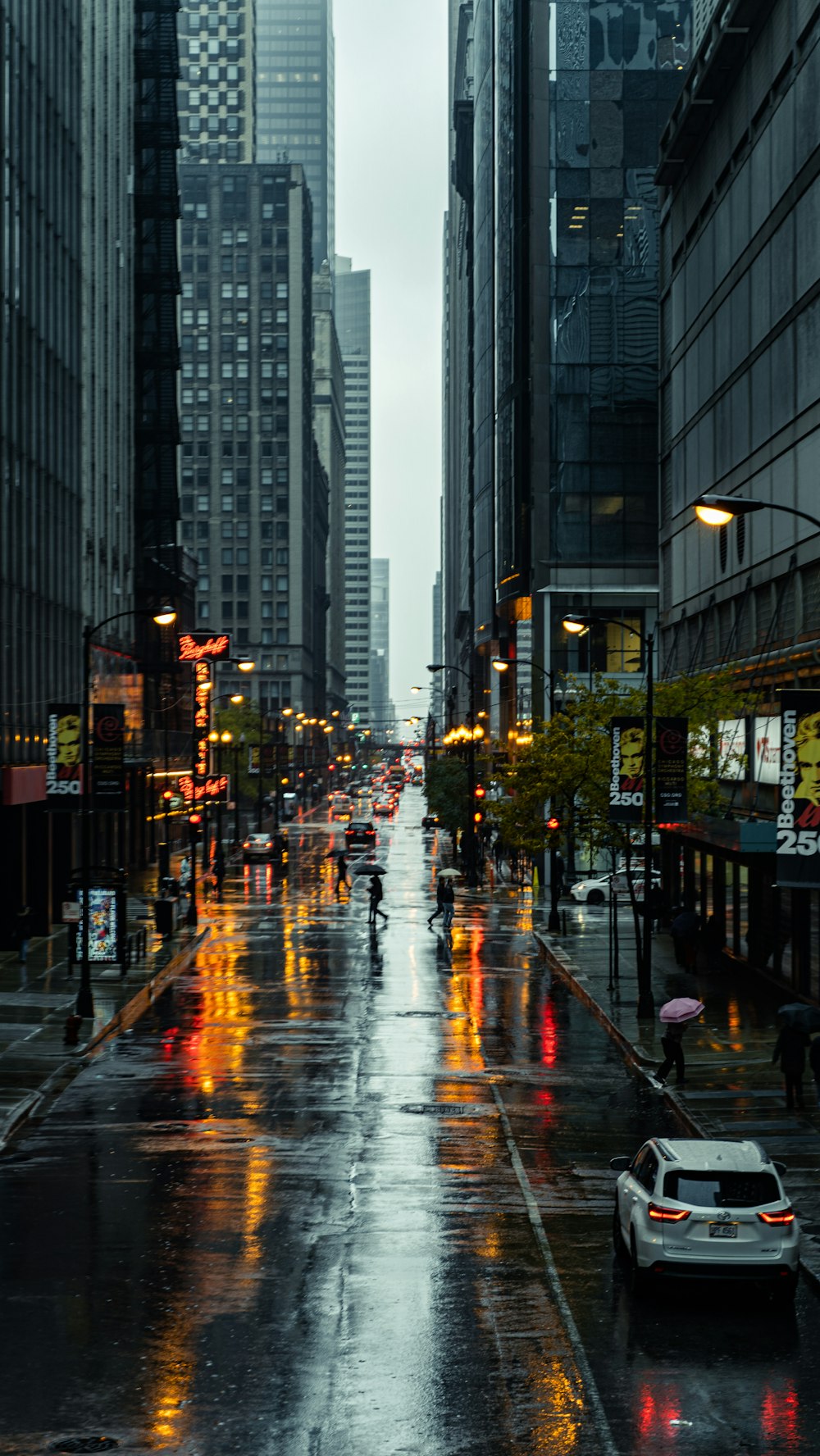 people walking on street surrounded by buildings