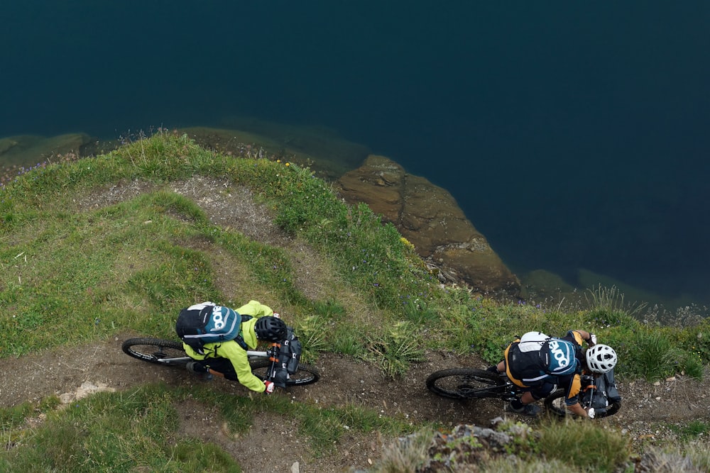 two person riding on mountain bike