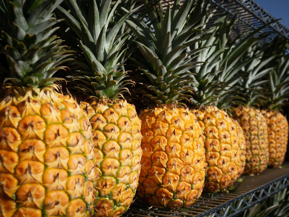 several yellow pineapples