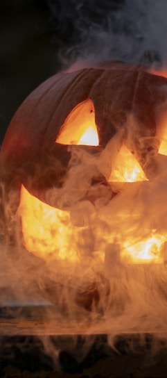 Jack-O'-Lantern with white smoke coming out