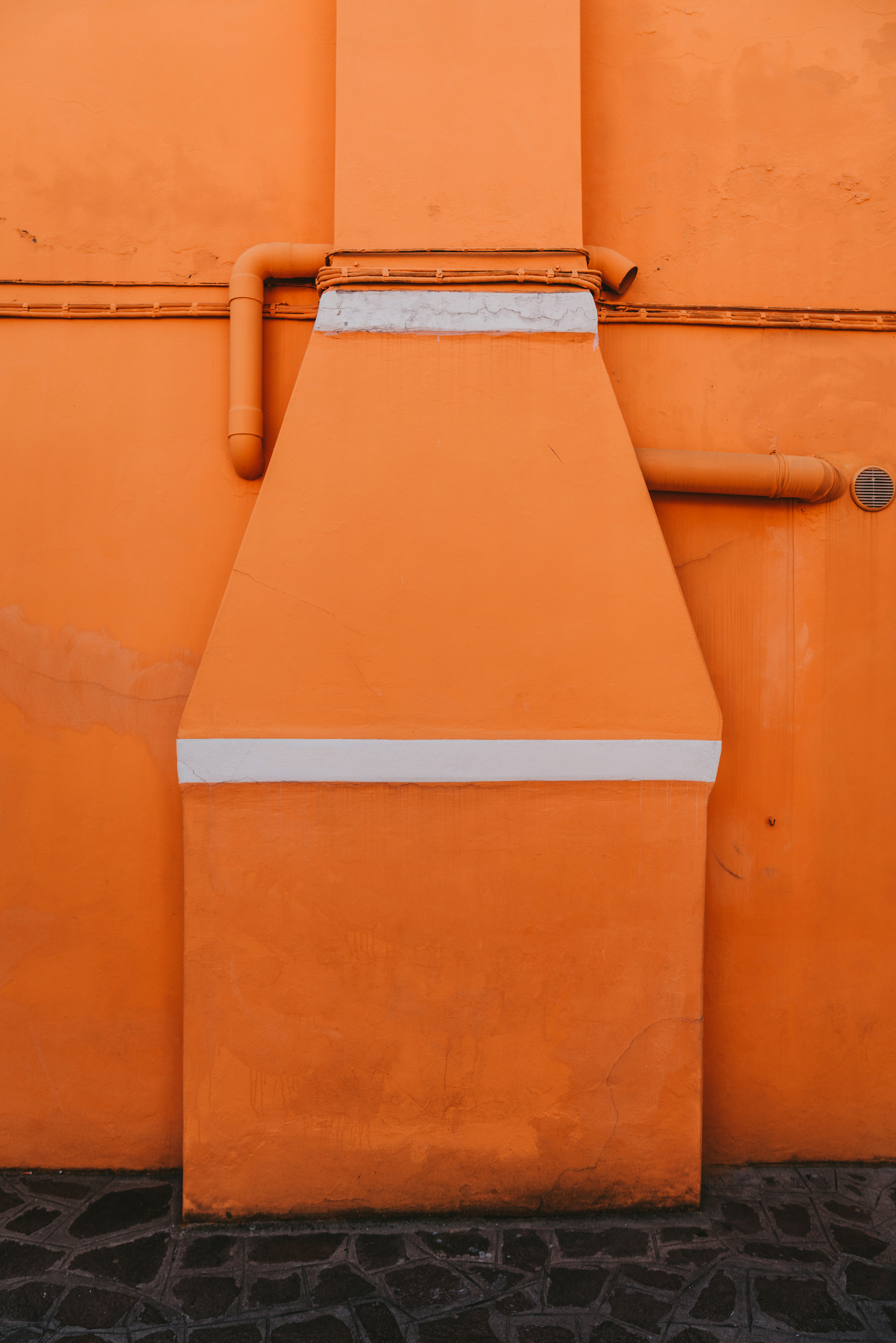 orange and white striped wall