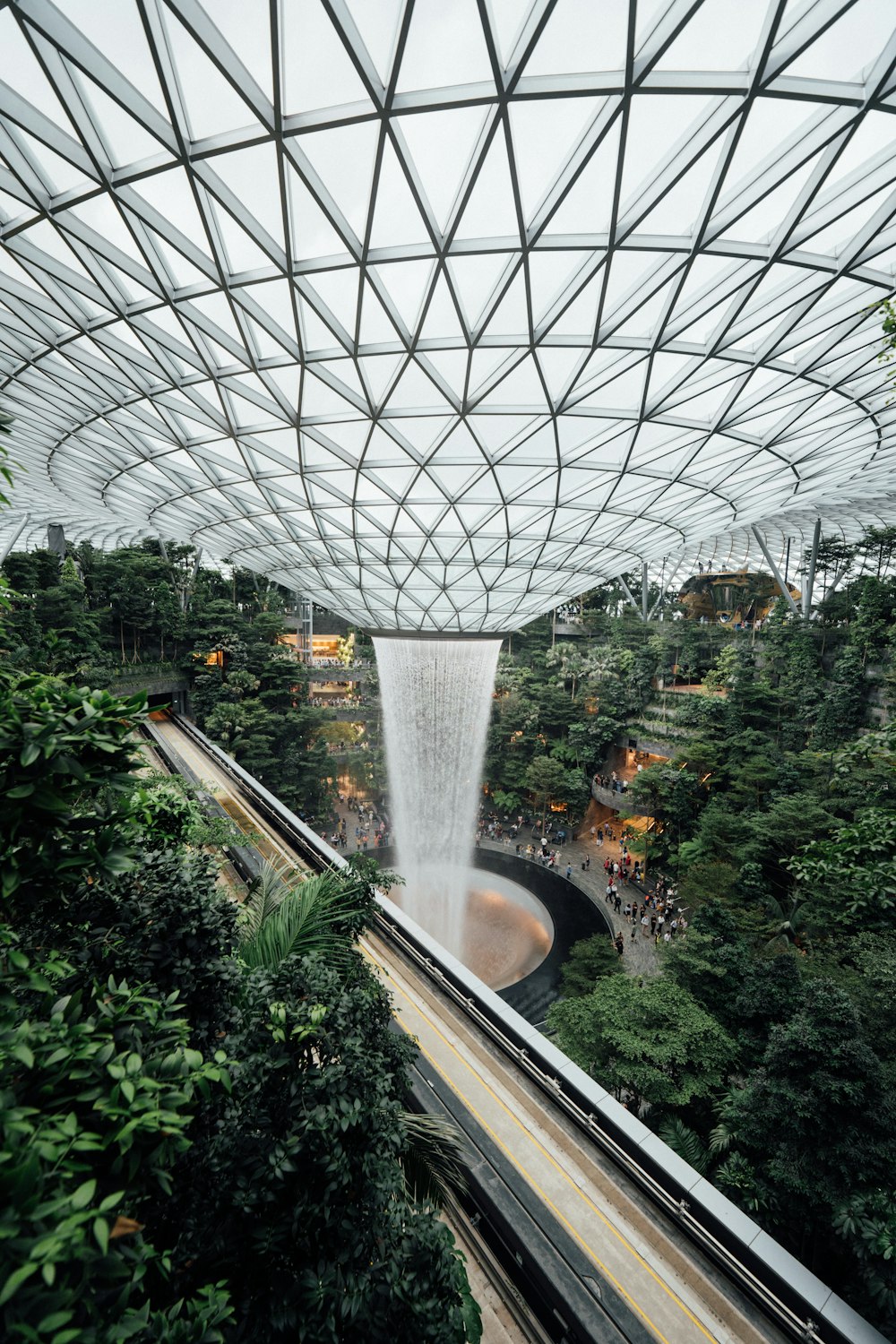 round clear ceiling surrounded by trees during daytime