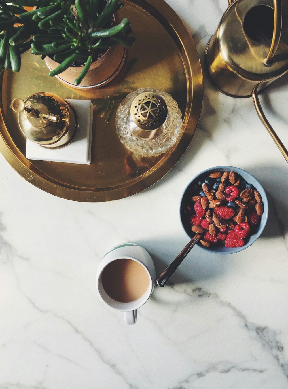 bowl of cereal beside coffee