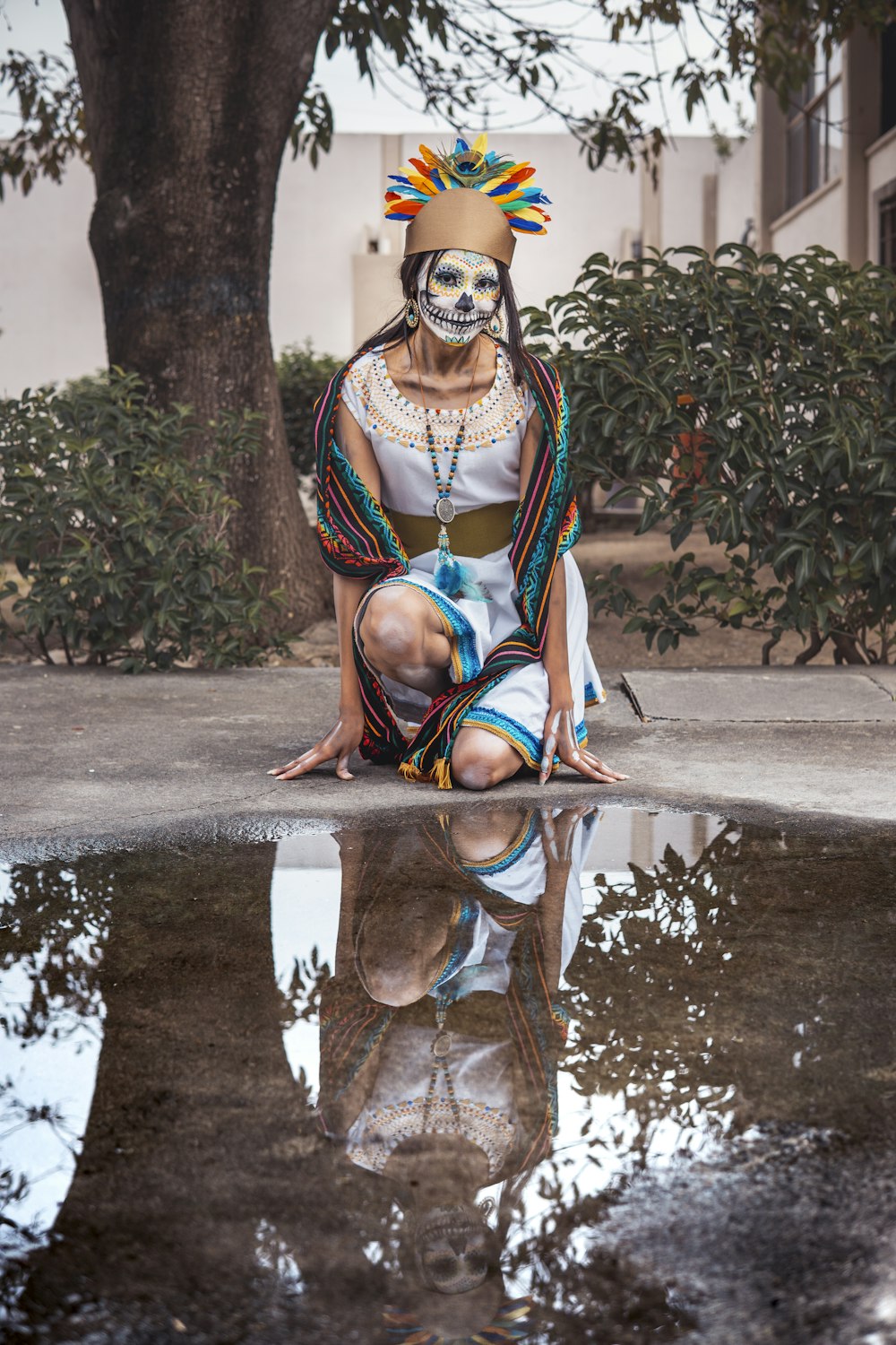 woman leaning on water