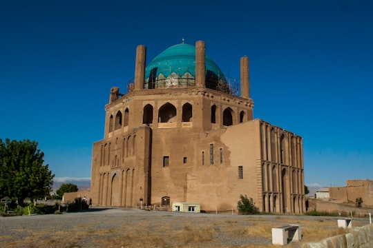 brown concrete cathedral in Mausoleum of Öljaitü Iran