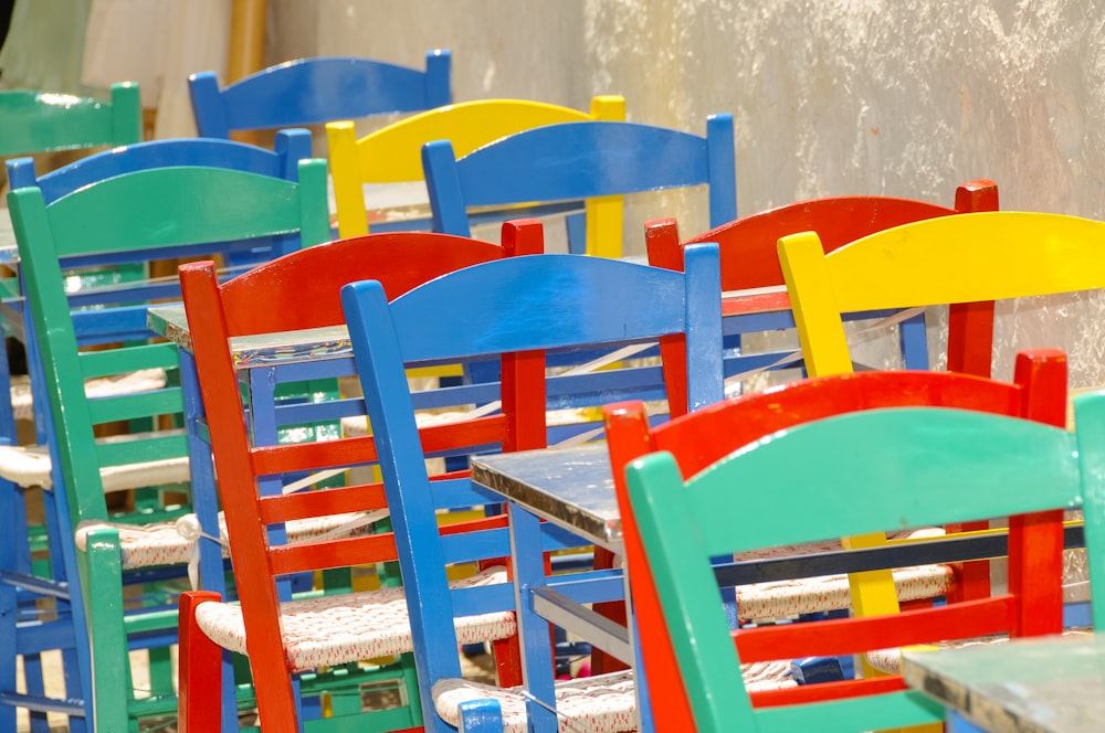 multicolored chairs